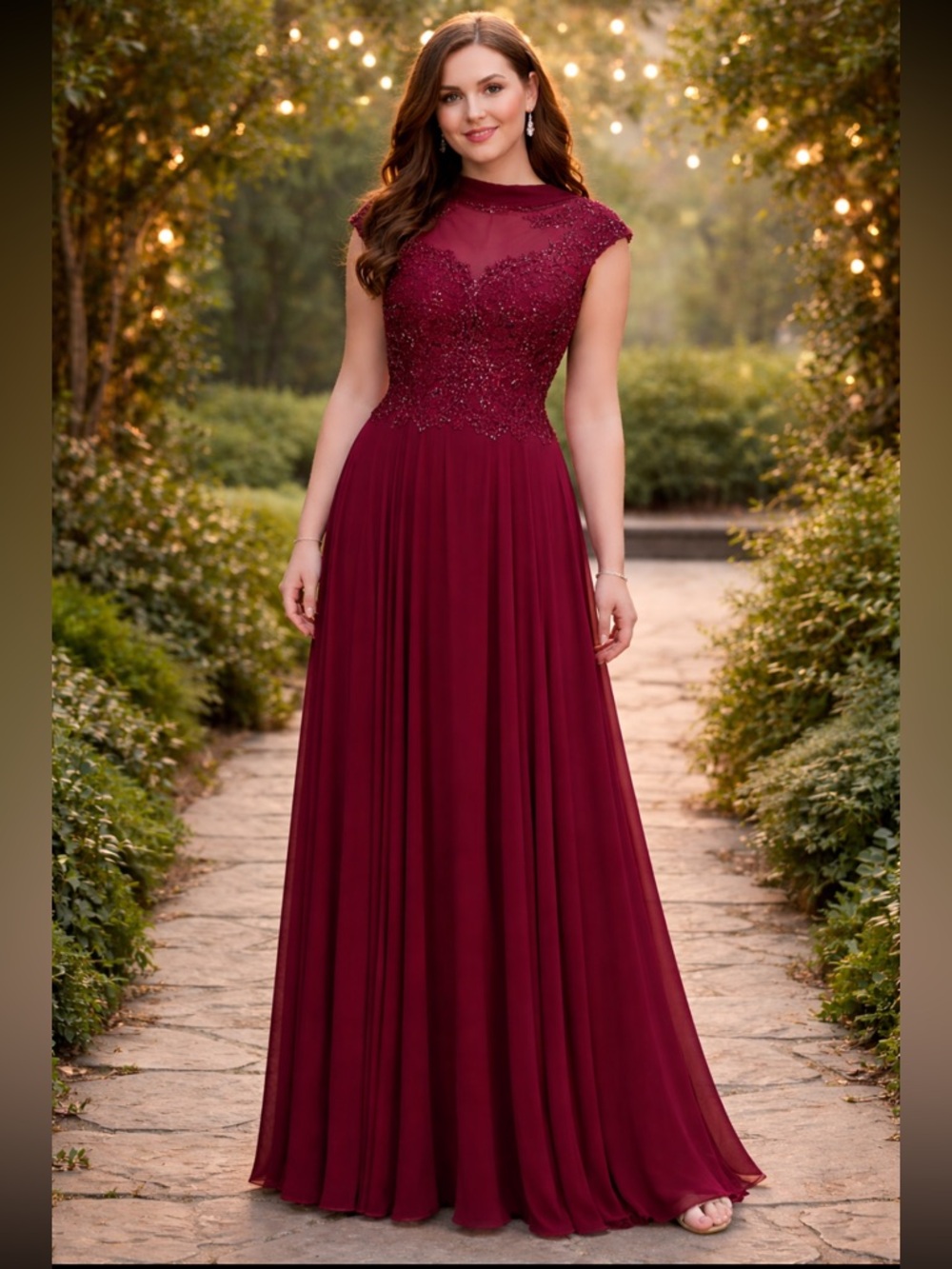 Carmen Blake by Mon Cheri beaded sleeveless fit and flare long Gown